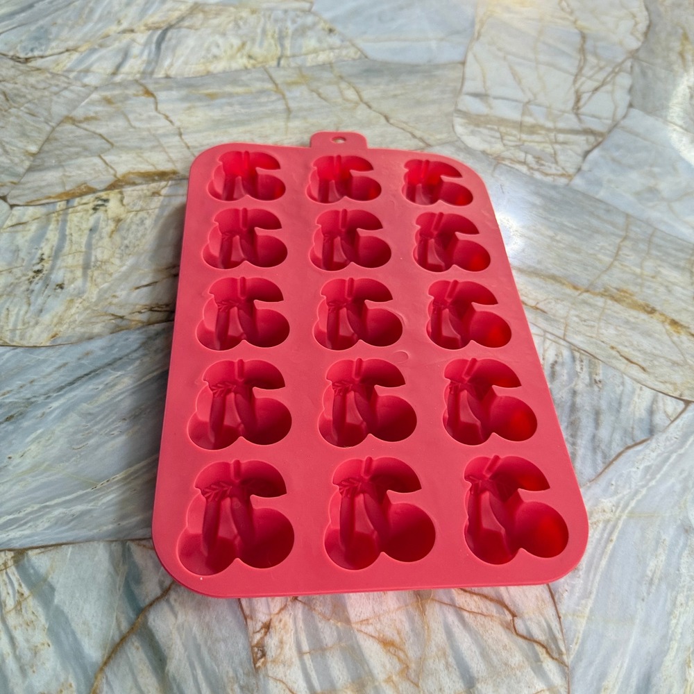 Red Cherry Silicone Mold 15 Cavity Fruit Shape Chocolate Ice Tray Wax Melt DIY